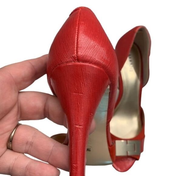 Alfani Red Heels, textured patent leather & suede, gold details. Size 7 Holiday - Picture 6 of 6